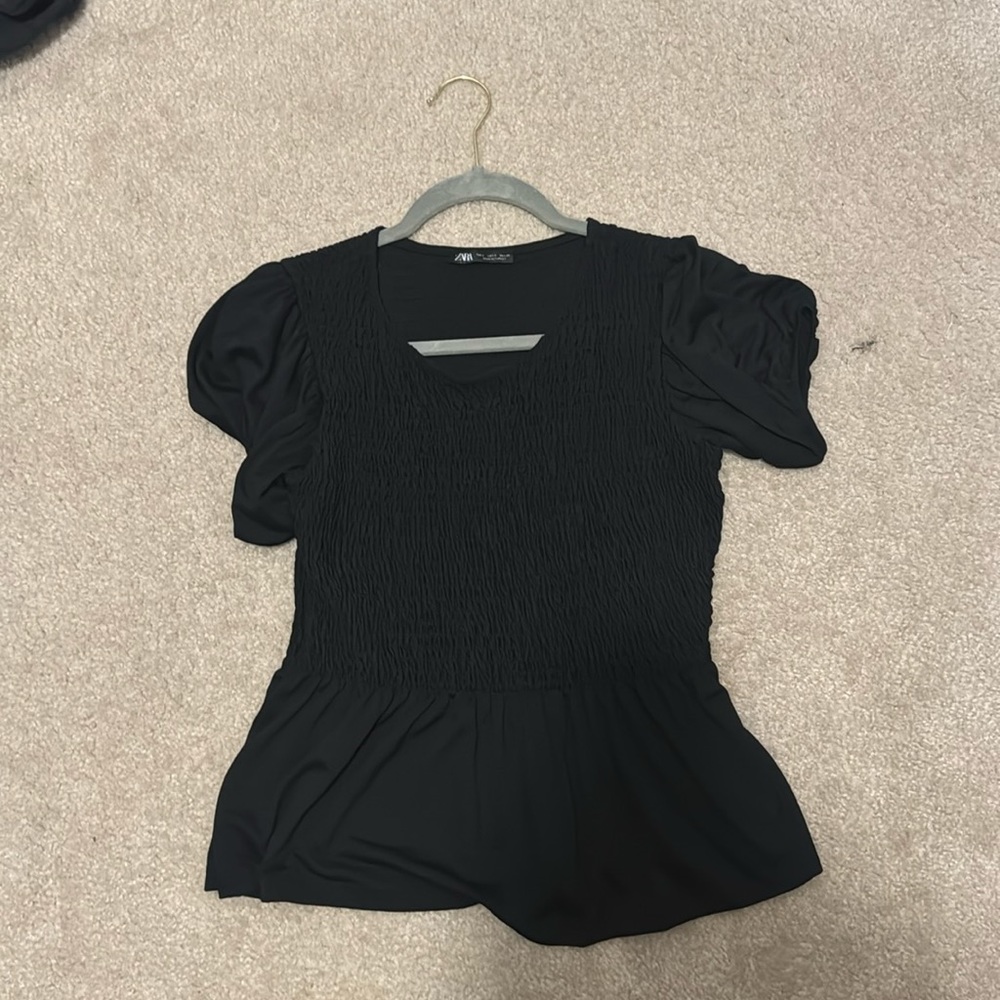 Zara black peplum fit blouse size small
